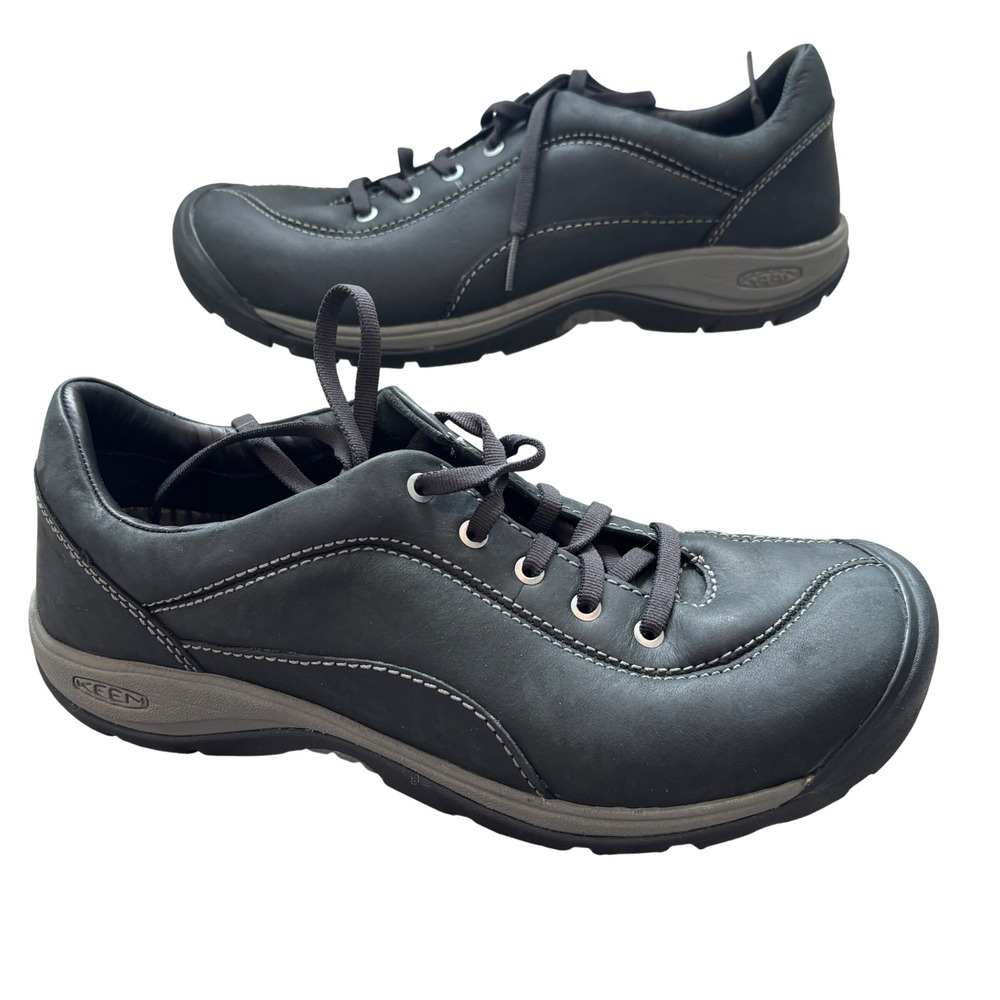 KEEN Presidio Leather Sneaker Size 9.5 Black Oxford Walking Shoe Lace Up 1018314